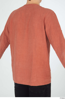 Brett casual dressed orange linen shirt upper body 0006.jpg